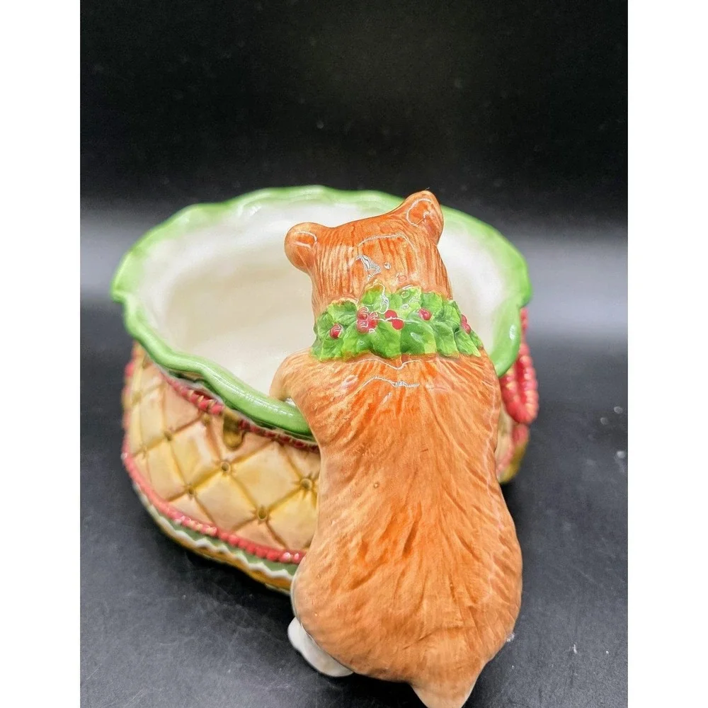 2003 Fitz & Floyd Christmas Sandy Tidbit Dish Candy Bowl Bear‎ Rabbit 9